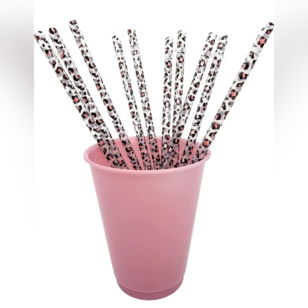 Leopard Reusable Straws - 10 Pack
